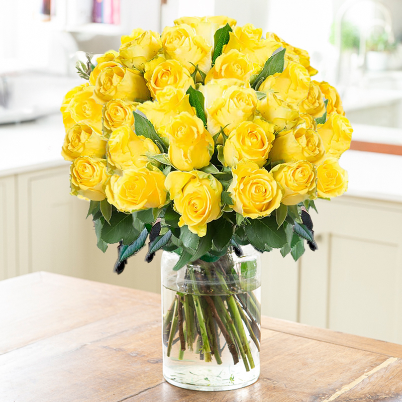 Flower Bouquet - 12-24 Yellow Roses Roses - Next Day Flower Delivery UK - Blossoming Gifts