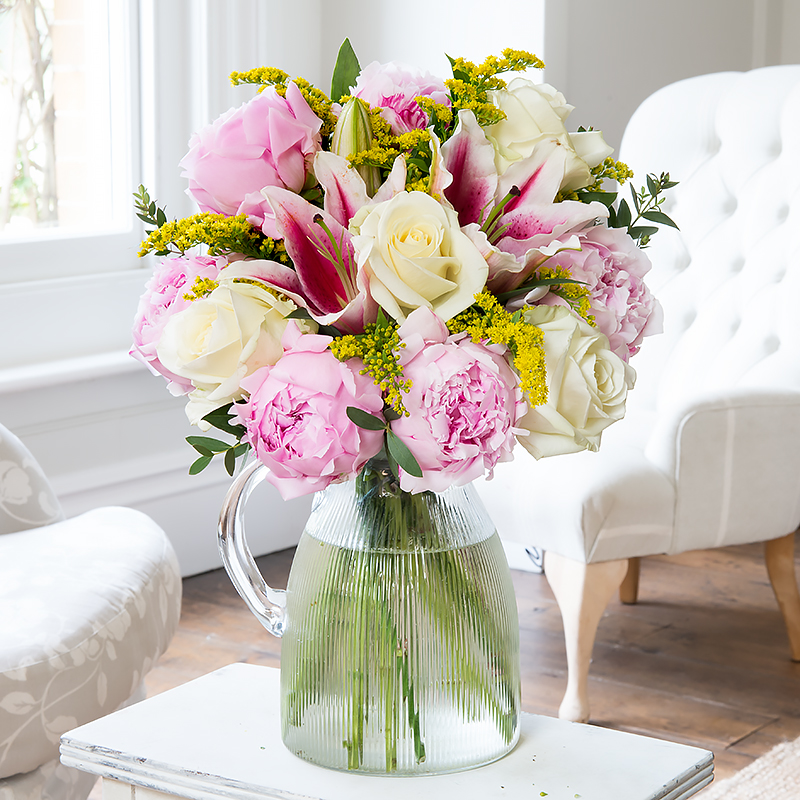 Peony, Rose & Lily | Pink Peonies, White Roses & Pink Lilies | Spring Flowers | Peony Delivery | Flower Delivery UK - Blossoming Gifts