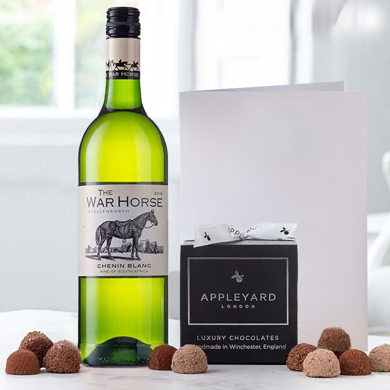 War Horse Chenin Blanc, Chocolate Truffles & Occasion Card | Luxury Alcohol & Chocolates Gifts | Gifts Delivered by Appleyard London