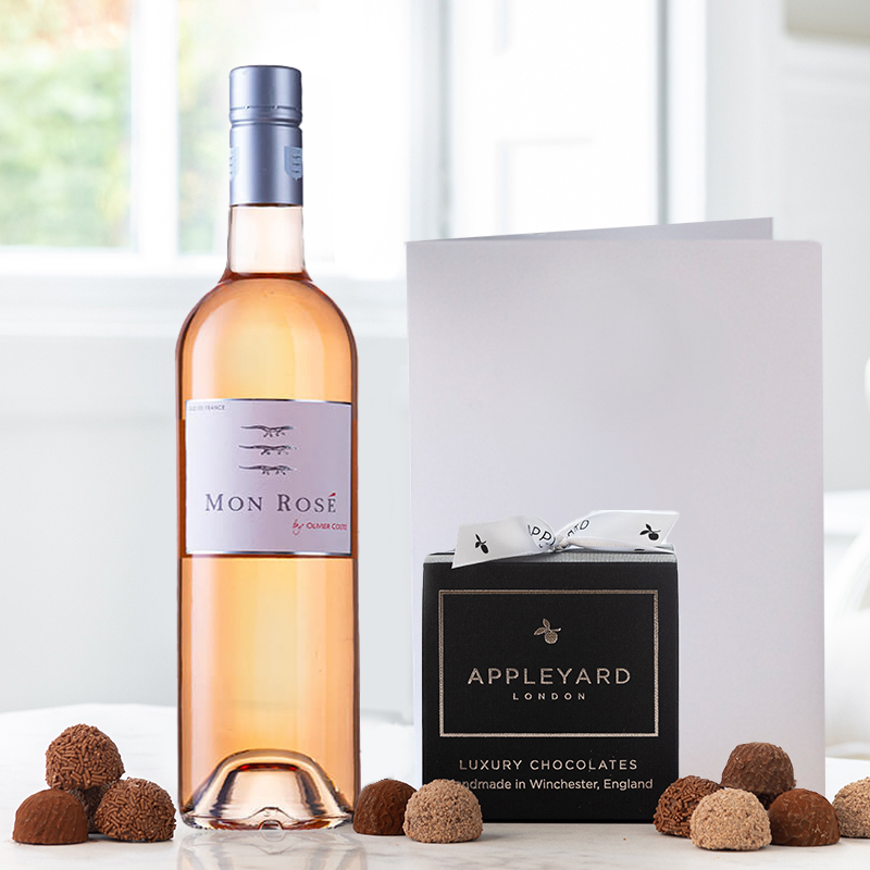 Rosé, Chocolate Truffles & Occasion Card | Luxury Alcohol & Chocolates Gifts | Gifts Delivered by Appleyard London
