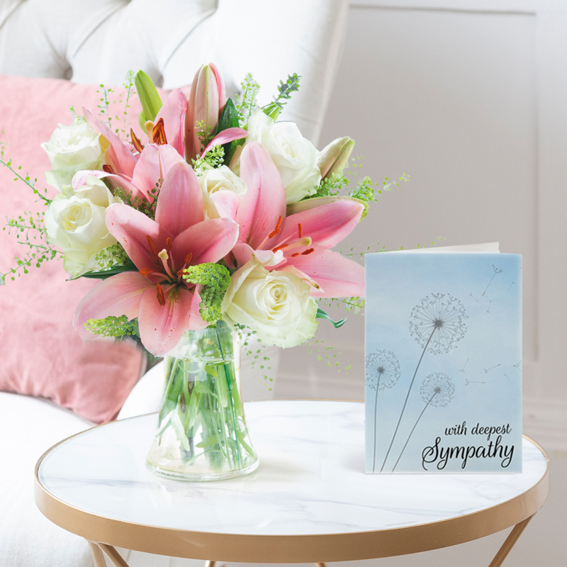 Lily & Rose Bouquet | Sympathy Flowers | Next Day Flower Delivery UK - Blossoming Gifts