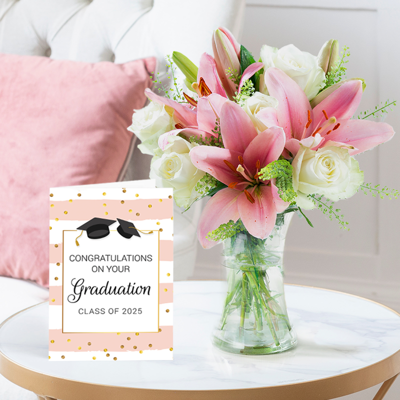 Lily & Rose Bouquet | Graduation Flowers | Next Day Flower Delivery UK - Blossoming Gifts