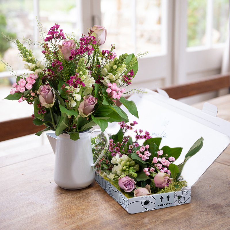 Letterbox Wild Meadow | Lilac Roses, Pink Snapdragons & Bouvardia | Pink & Purple Flowers | Next Day Flower Delivery UK - Blossoming Gifts