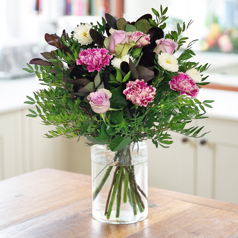 Birthday Flower Bouquet - September Birthday Bouquet - Cream & Lilac Aster & Carnations - Next Day Flower Delivery UK - Blossoming Gifts