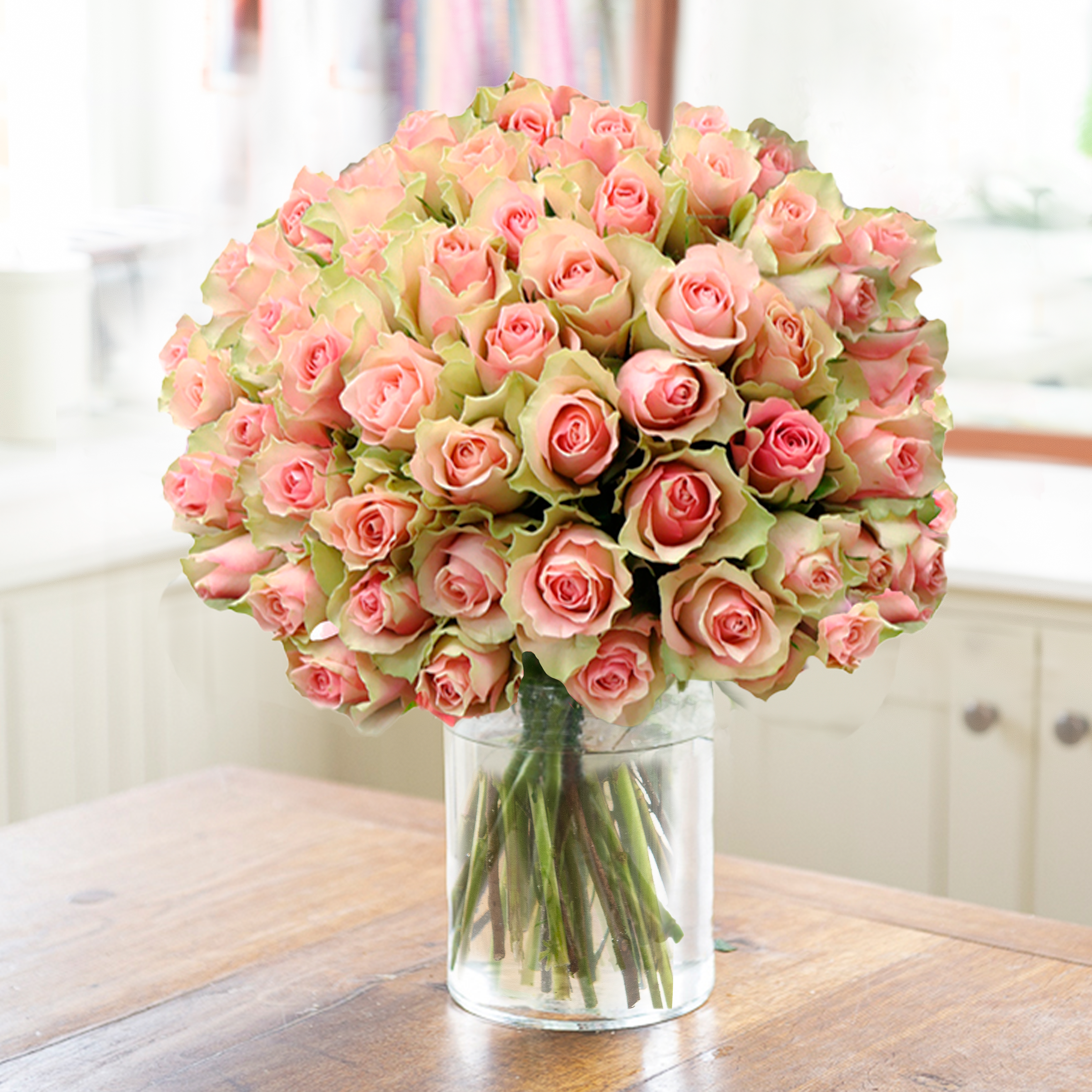 50 Pink Roses | Deluxe Pink Rose Bouquet | Hand-Tied Flowers | Next Day Flower Delivery UK - Blossoming Gifts