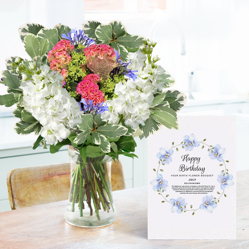 July Birth Flower Bouquet | Birthday Flowers | Next Day Flower Delivery UK - Blossoming Gifts