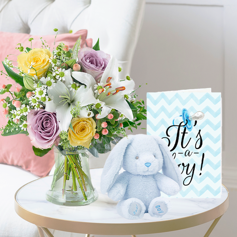 Cipriani | Blue Bunny & It's a Boy Card | Next Day Flowers Delivery - Blossoming Gifts
