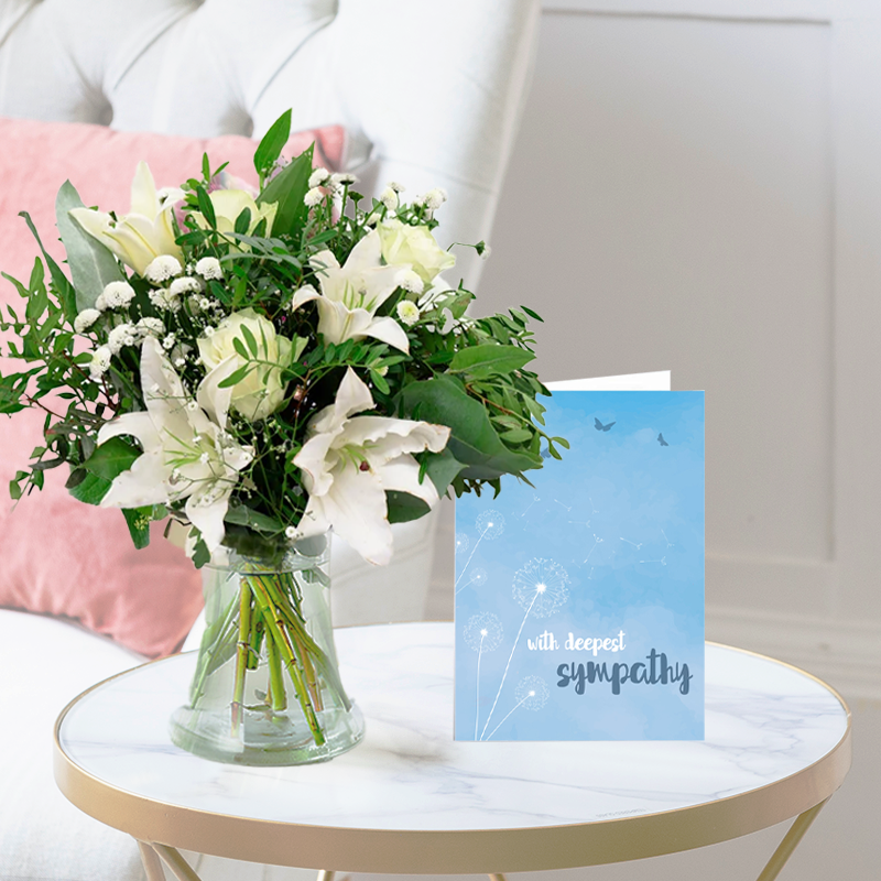 Blissful White | Sympathy Card | Next Day Flower Delivery UK - Blossoming Gifts
