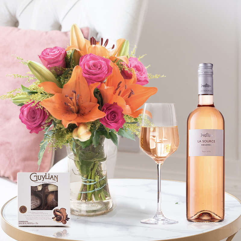 Cheerful Lily & Rose, La Source RosÃ & Chocolates