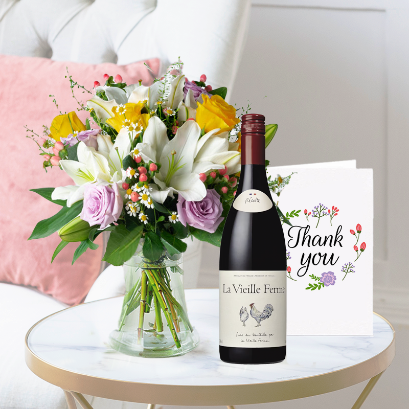 Cipriani, La Vielle Ferme Red (75cl) & Thank You Card | Next Day Flowers & Gifts Delivery Blossoming Gifts