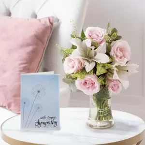 Blush Pink Rose & Lily & Sympathy Card