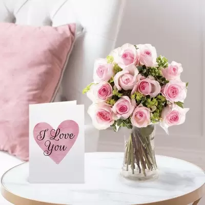 12-24 Blush Pink Roses & Romance Card