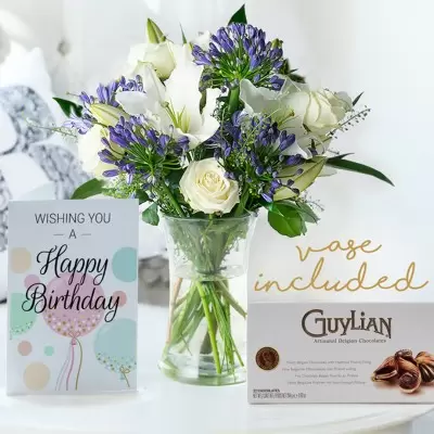 Sky, Vase, 250g Chocolates & Birthday Card