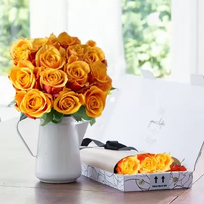 Letterbox 12 Orange Roses