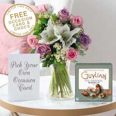 Lilac Lace & Free Guylian Chocolates & Card