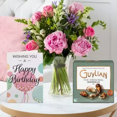 Pink Skies, 250g Guylian Chocolates & Birthday Card