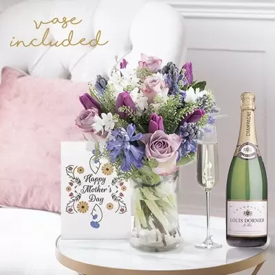 Scents of Spring, Champagne, Vase & Mother's Day Card