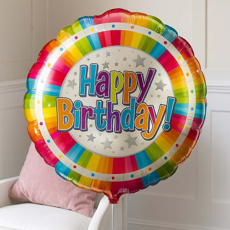 Happy Birthday Colourful Balloon | Next Day Delivery | Appleyard London