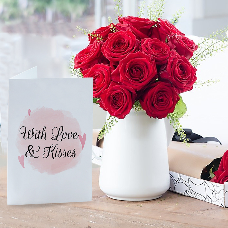 Letterbox 12 Red Roses & Romance Card | Romantic Flowers | Romantic Gift | Letterbox Flowers | Next Day Flowers Delivery - Blossoming Gifts