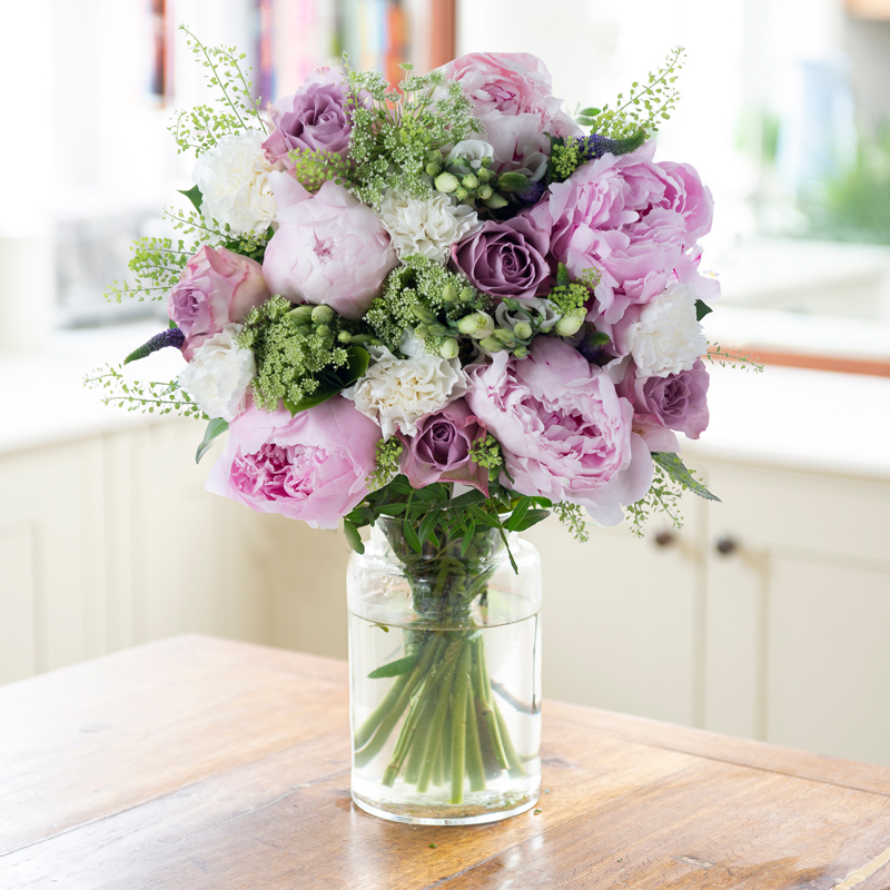 Pink Peonies, Lilac Roses & White Lisianthus | Lilac Rose & Peony | Peony Bouquet | Summer Flowers | Next Day Flower Delivery UK - Blossoming Gifts