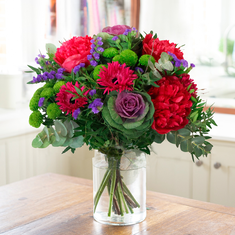 Red Flower Bouquet - Midnight Peony Merlot Peonies - Next Day Flower Delivery UK - Blossoming Gifts