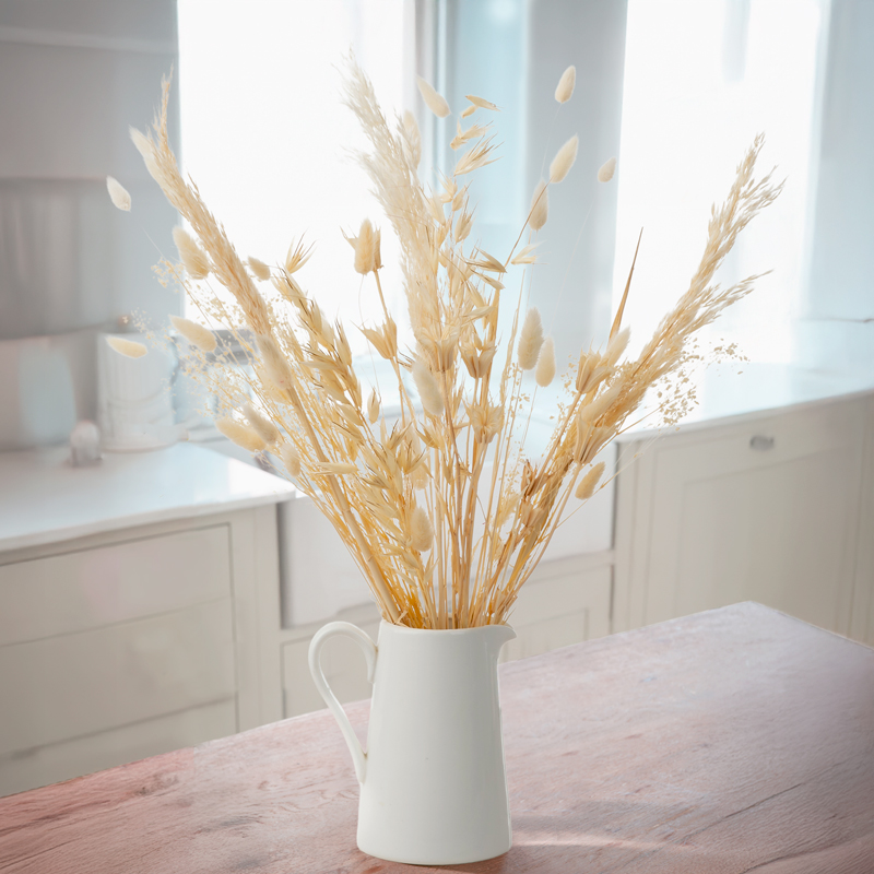 Natural Whites | Dried White Flowers Bouquet | Dried Wheat & Lagurus | Dried Flowers Delivery UK | Blossoming Gifts