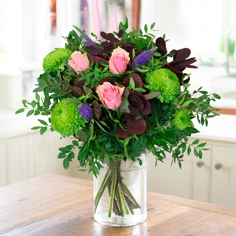 Birthday Flower Bouquet - November Birthday Bouquet - Lilac & Pink Roses - Next Day Flower Delivery UK - Blossoming Gifts