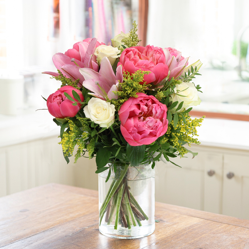 Peony, Rose & Lily | Pink Peonies, White Roses & Pink Lilies | Spring Flowers | Peony Delivery | Flower Delivery UK - Blossoming Gifts