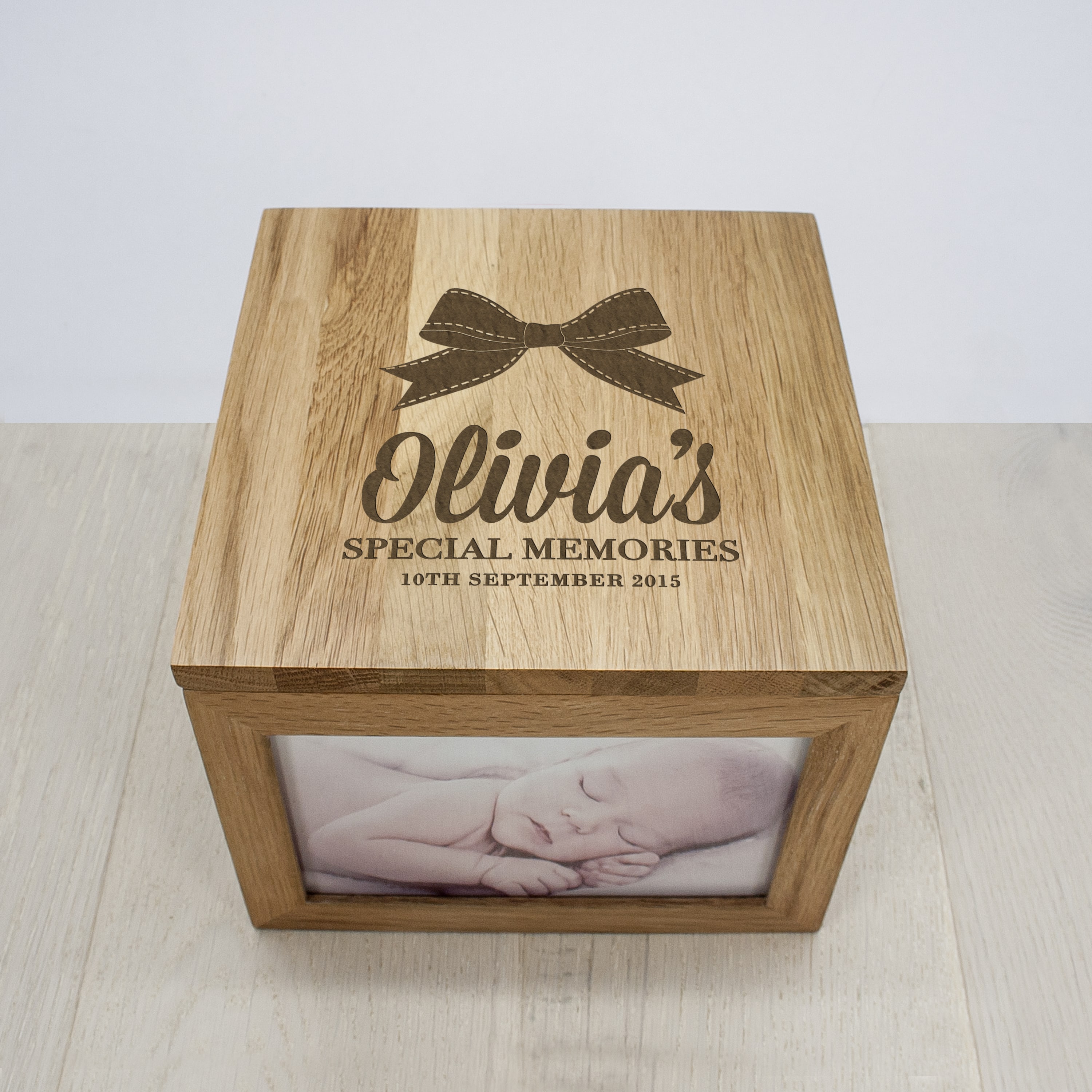 Baby Girl's Special Memories Oak Photo Keepsake Box