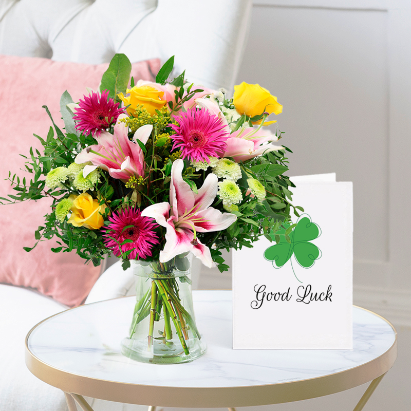 Pink Lilies & Orange Roses | Guylian Chocolates | Next Day Flower Delivery UK - Blossoming Gifts