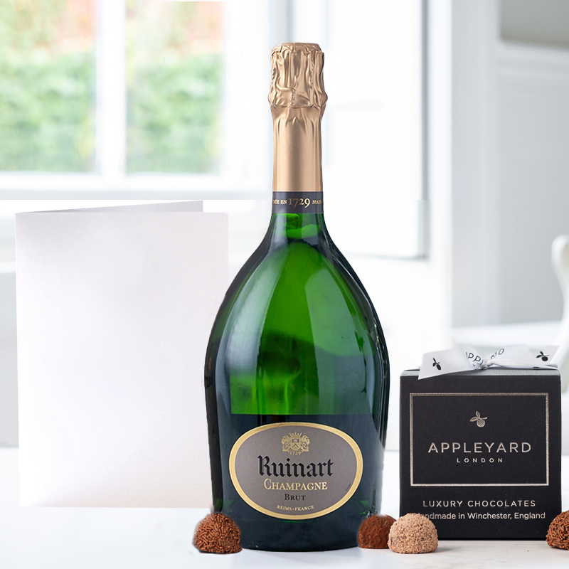 Ruinart Brut, Chocolate Truffles & Occasion Card | Luxury Alcohol & Chocolates Gifts | Gifts Delivered by Appleyard London
