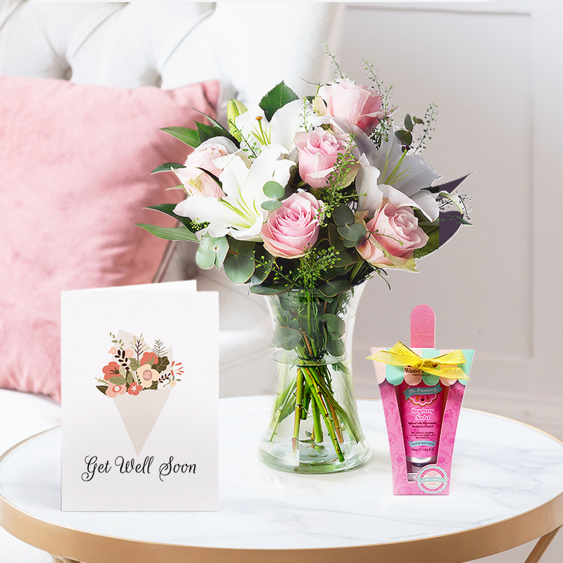 White Lilies & Pink Roses Bouquet | Romantic Gift | Next Day Flowers Delivery - Blossoming Gifts