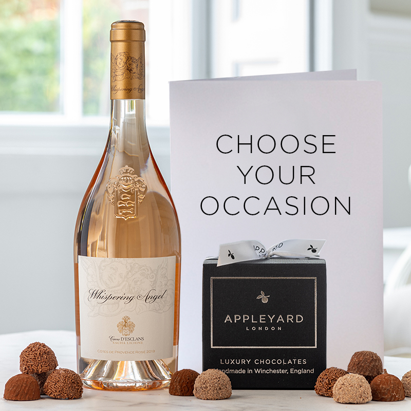 Whispering Angel, Chocolate Truffles & Occasion Card | Luxury Alcohol & Chocolates Gifts | Gifts Delivered by Appleyard London